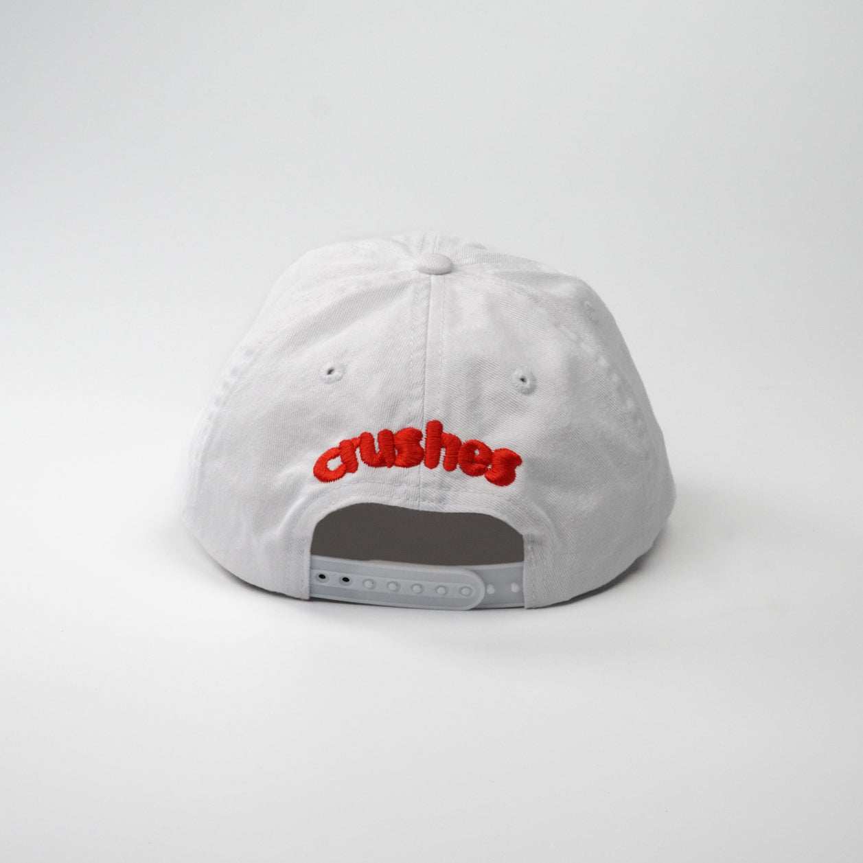 Crushes Pixel Rose White Cotton Cap with adjustable strap, embroidered design.