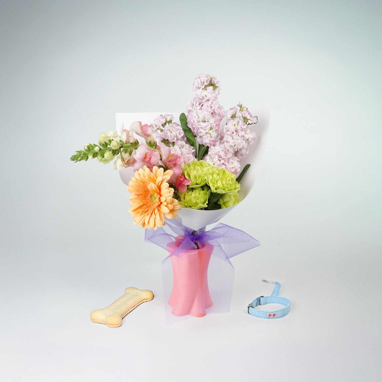 Pet Flowers Floral arrangement with blooms in a pink vase for pets, The No.09 Pet Crush collection.