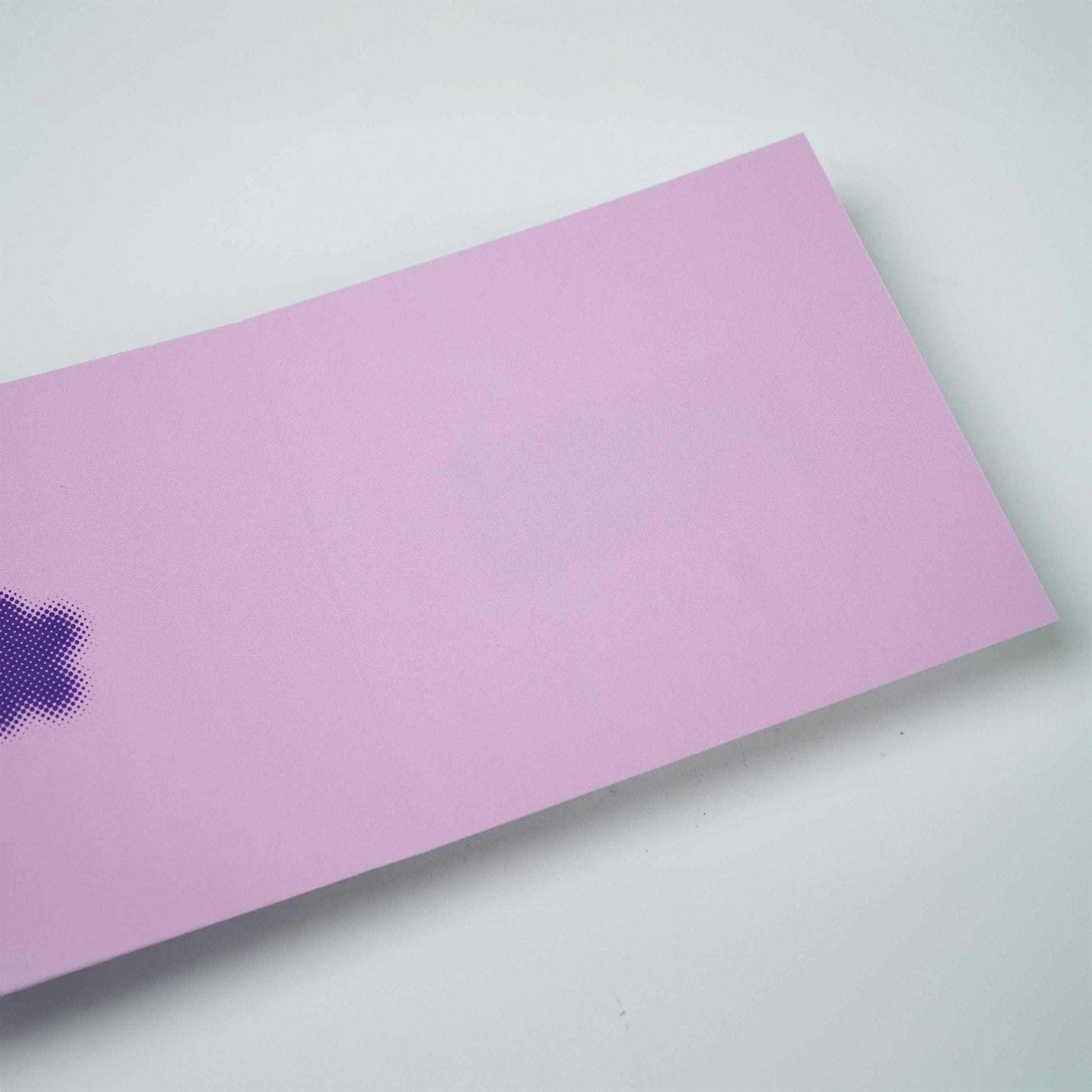 Pink greeting card with customizable message options.