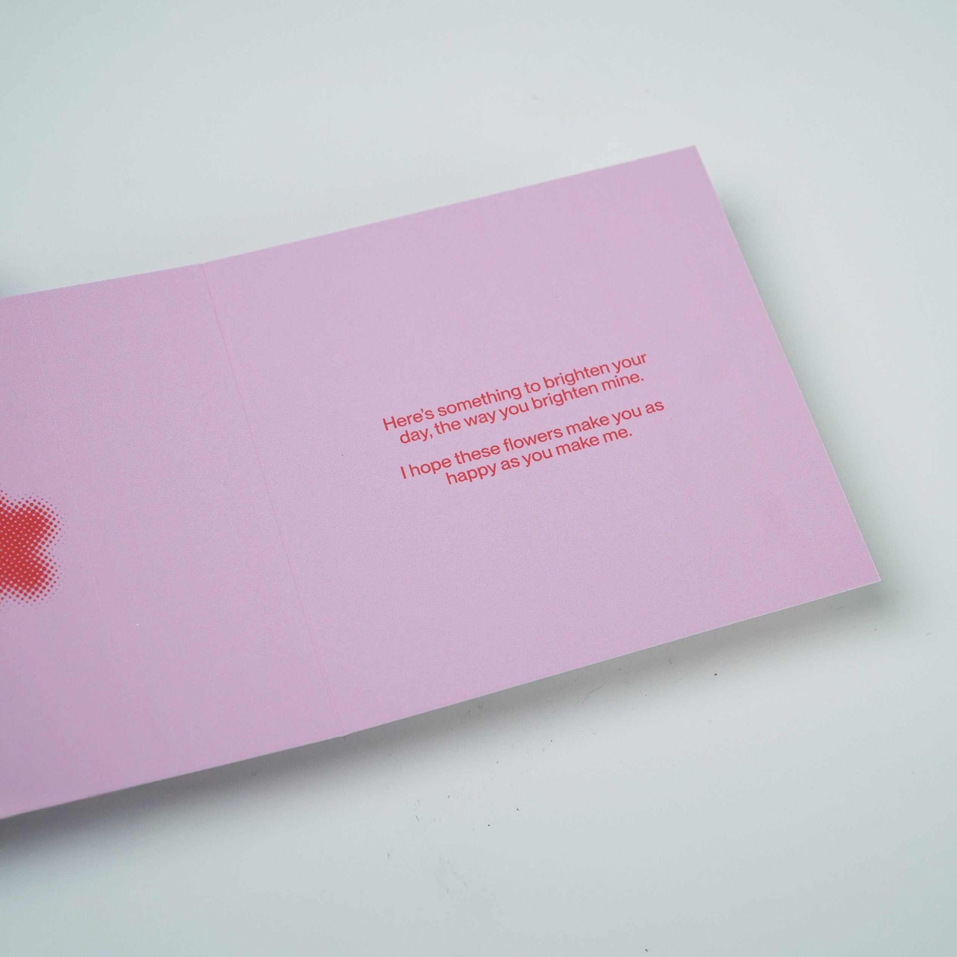 Pink Greeting Cards with a heartfelt printed message.